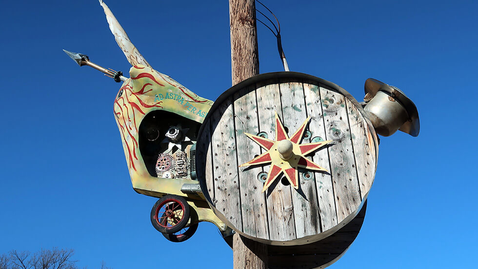 Telephone Pole art in Lucas, Kansas