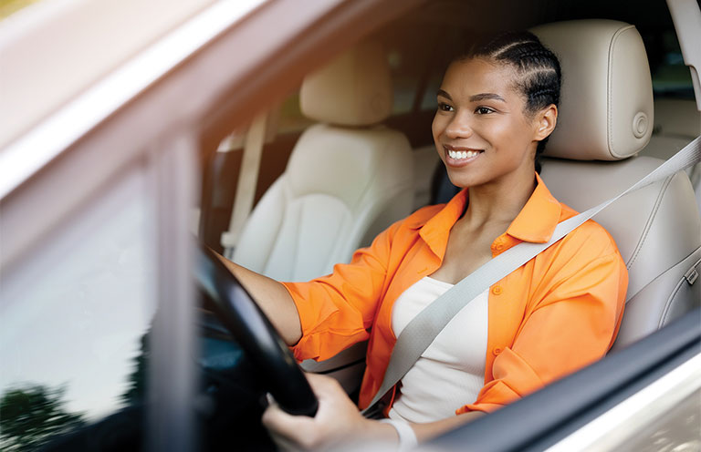 woman driving car