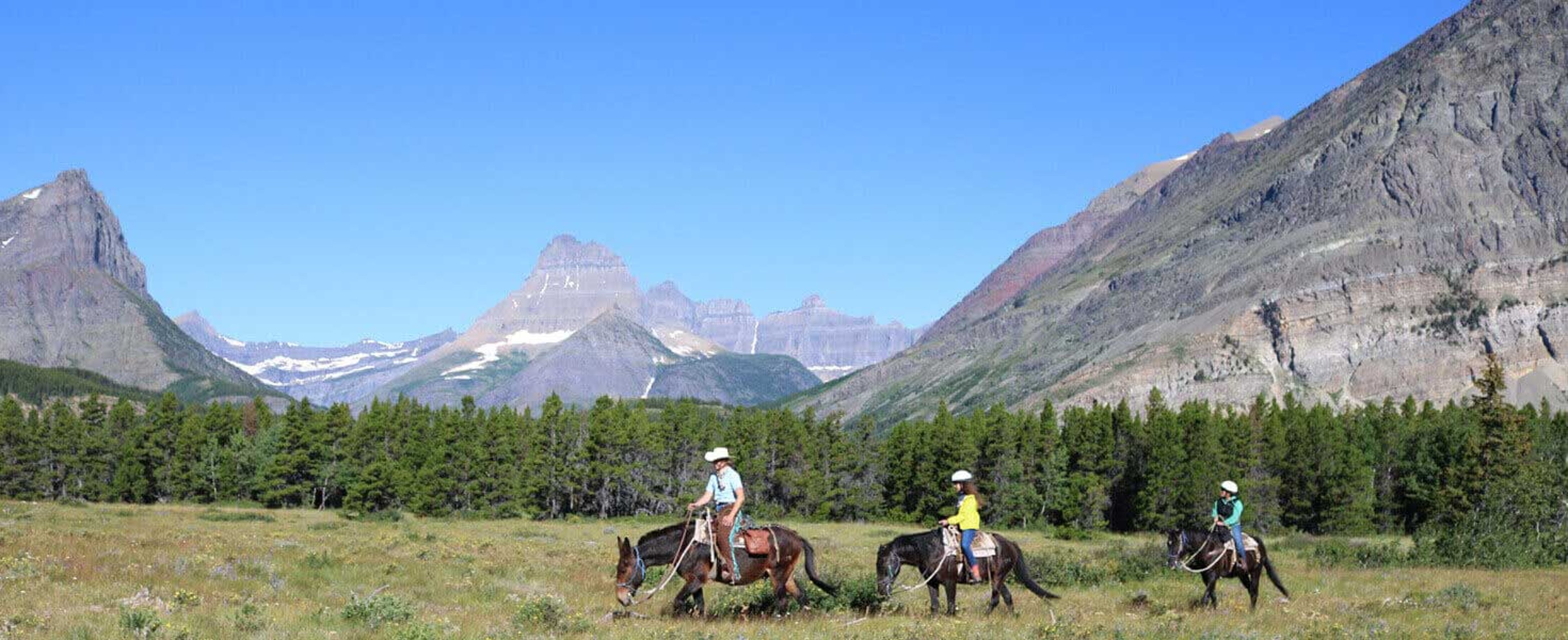 Kids riding horse at a National Park