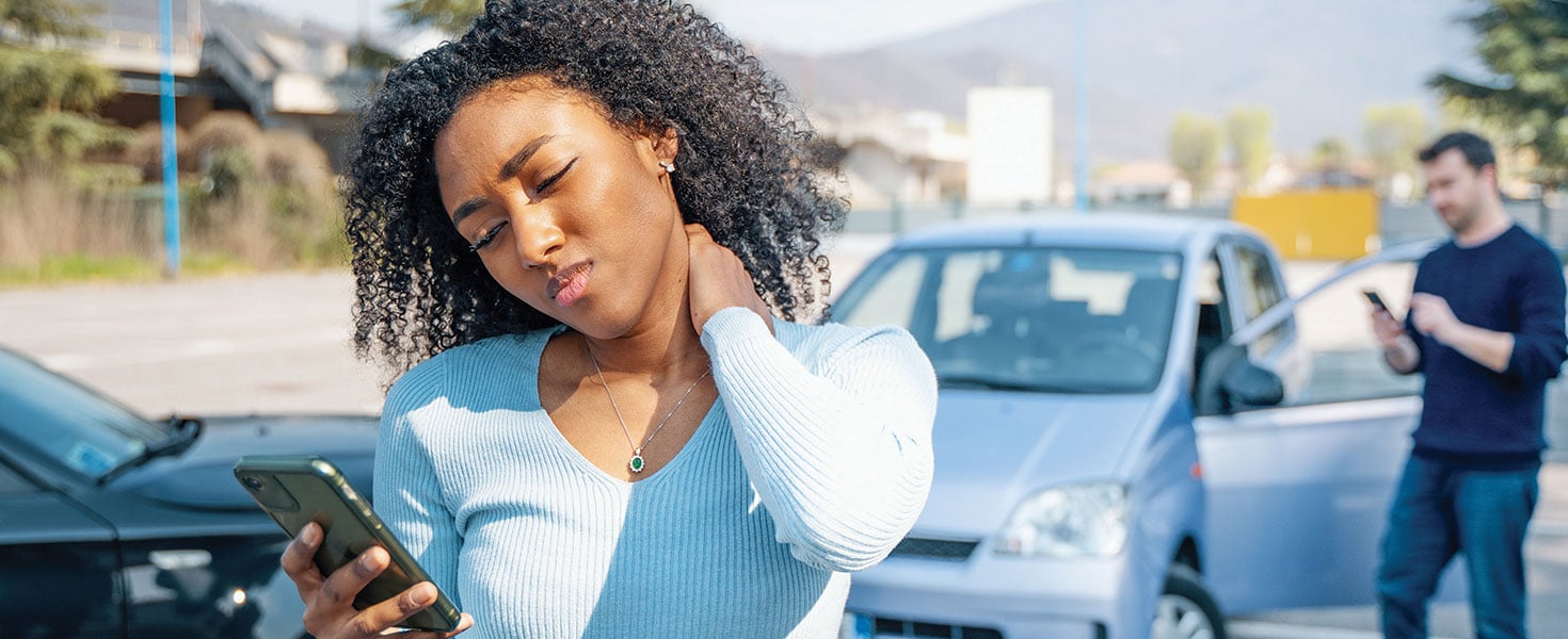 Black woman calling insurance support after car crash  by Ester