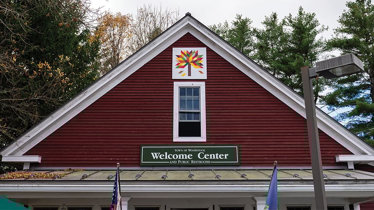 Woodstock, VT - Oct. 10, 2024: Town of Woodstock Welcome Center and Public Restrooms; by Rosemarie Mosteller