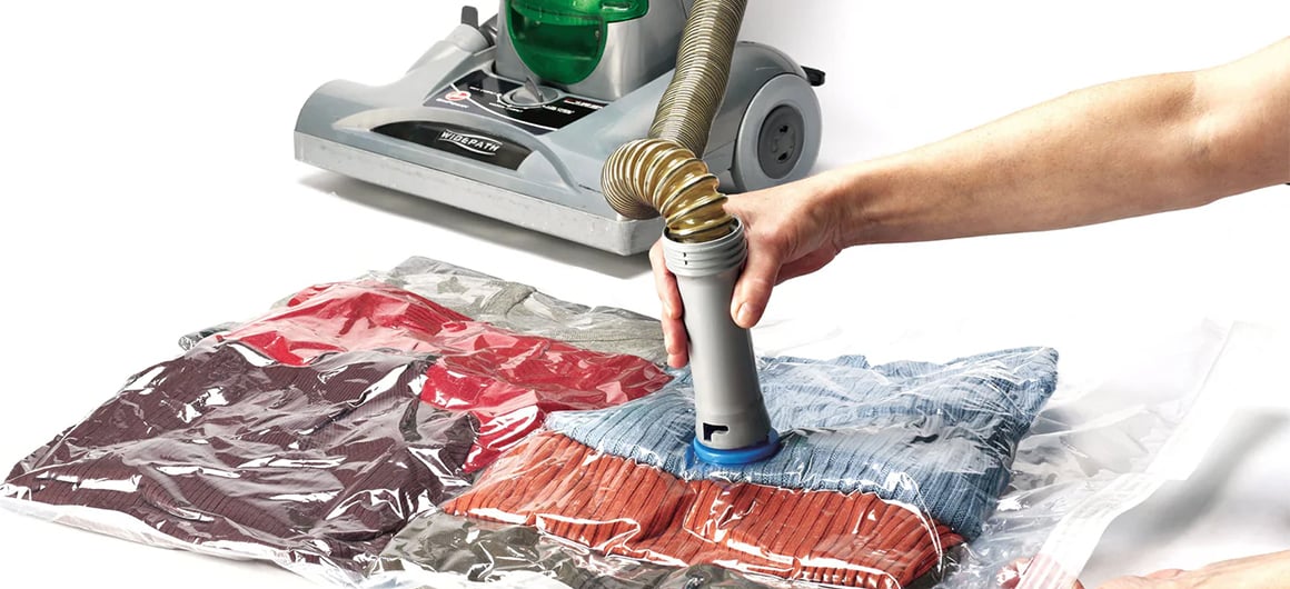 compression bag being compressed by vacuum