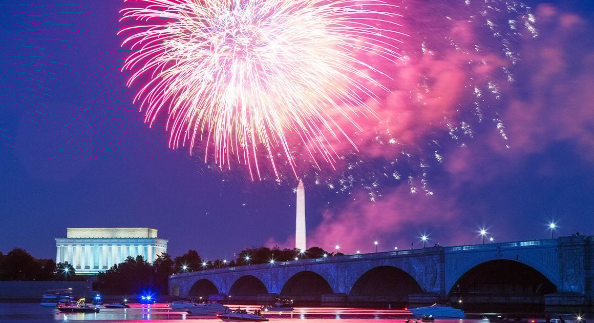 fireworks over Washington DC