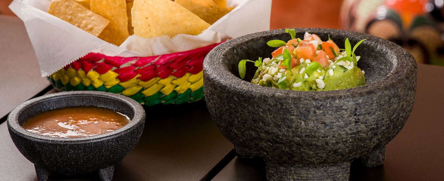 Guacamole, chips, salsa