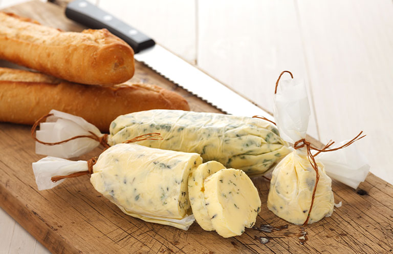 compound butter rolled into a cylinder