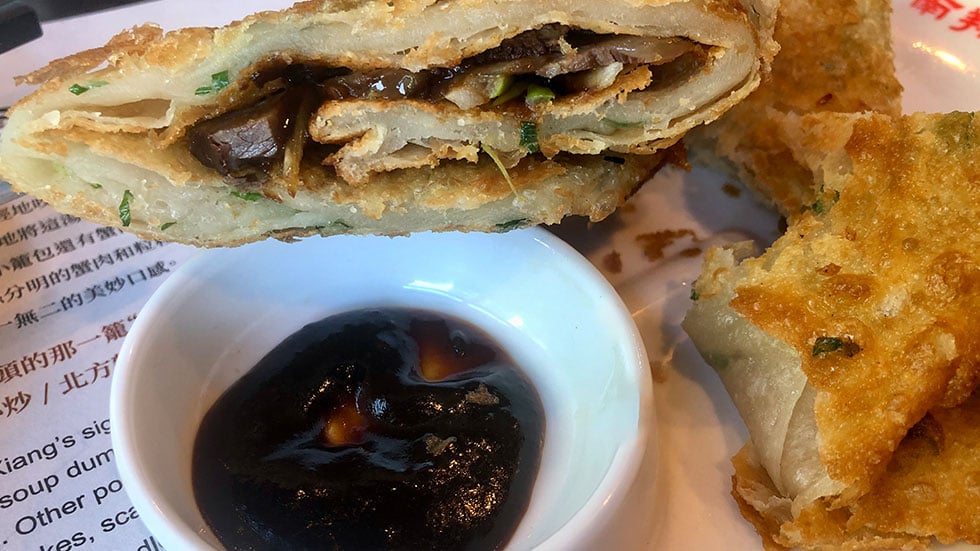 Scallion pancake at Nan Xiang Long Bao FlushingQueens photo by larissa c milne