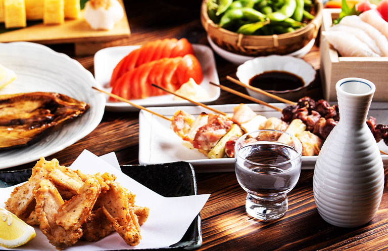 Izakaya traditional food spread