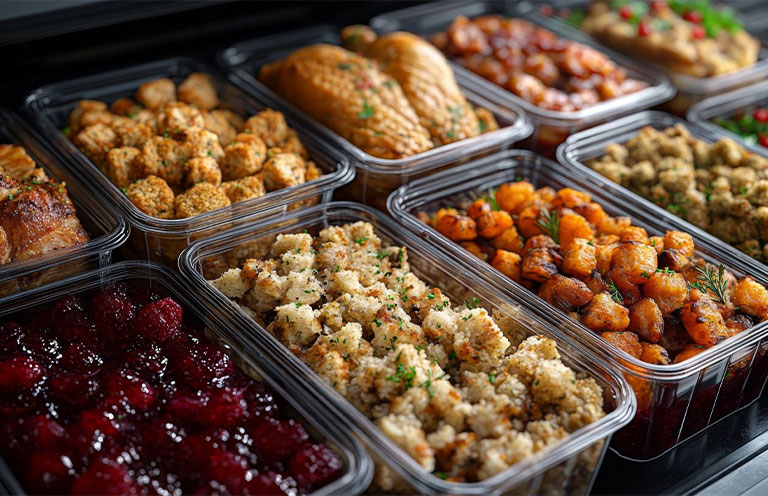 thanksgiving food leftovers in containers