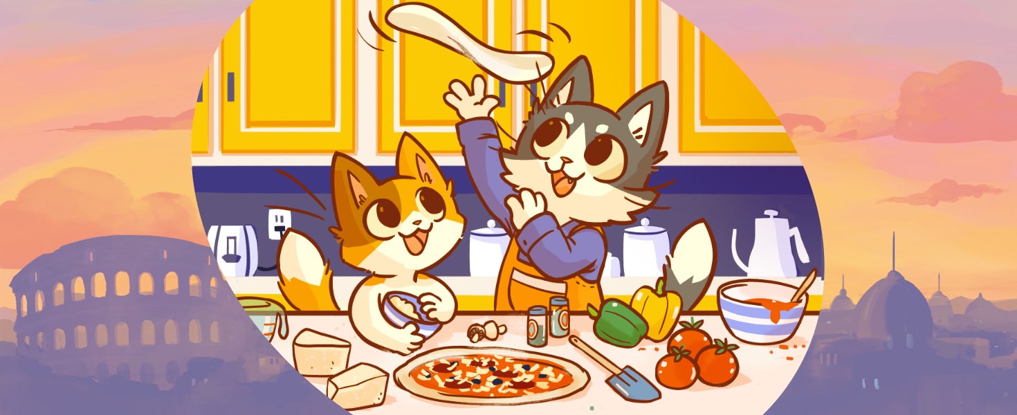 KeeKee making pizza