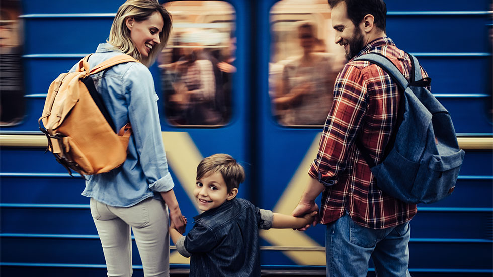 Family in subway