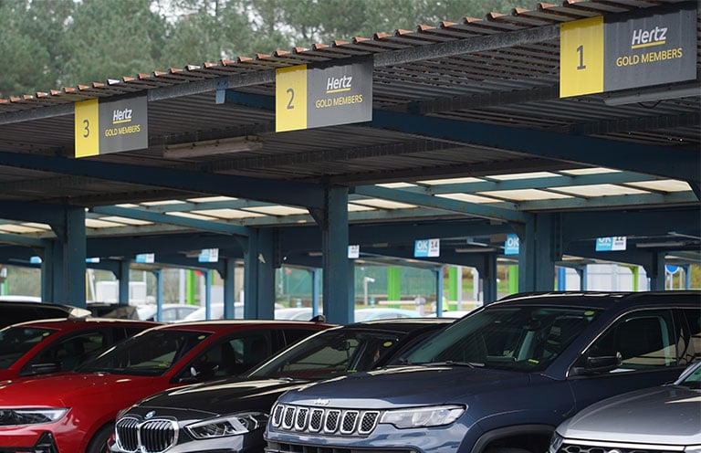 cars parked in Hertz garage