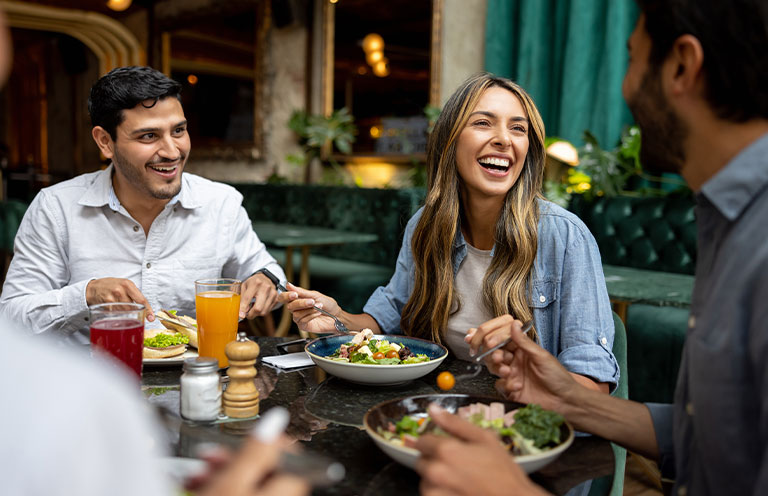 people eating at restaurant