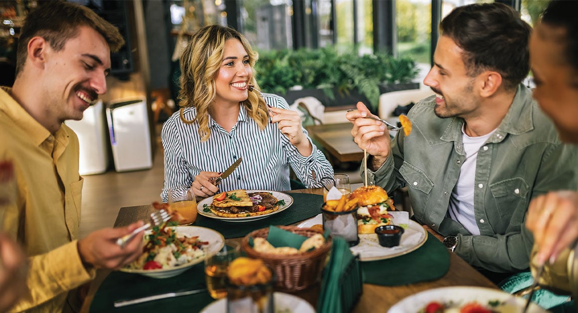 people eating at restaurant