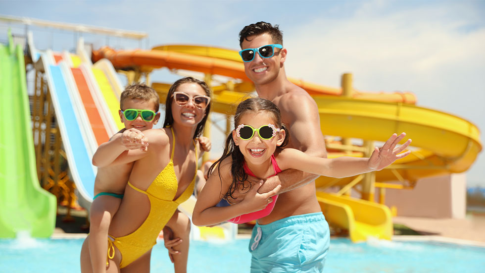 family at water park