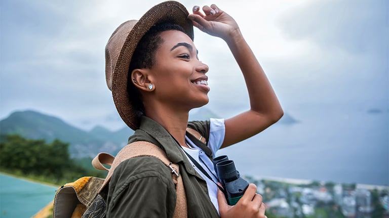 woman admiring view on vacation