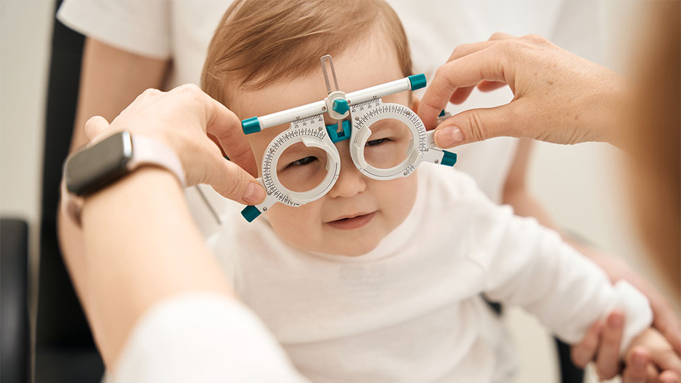 baby getting eye exam