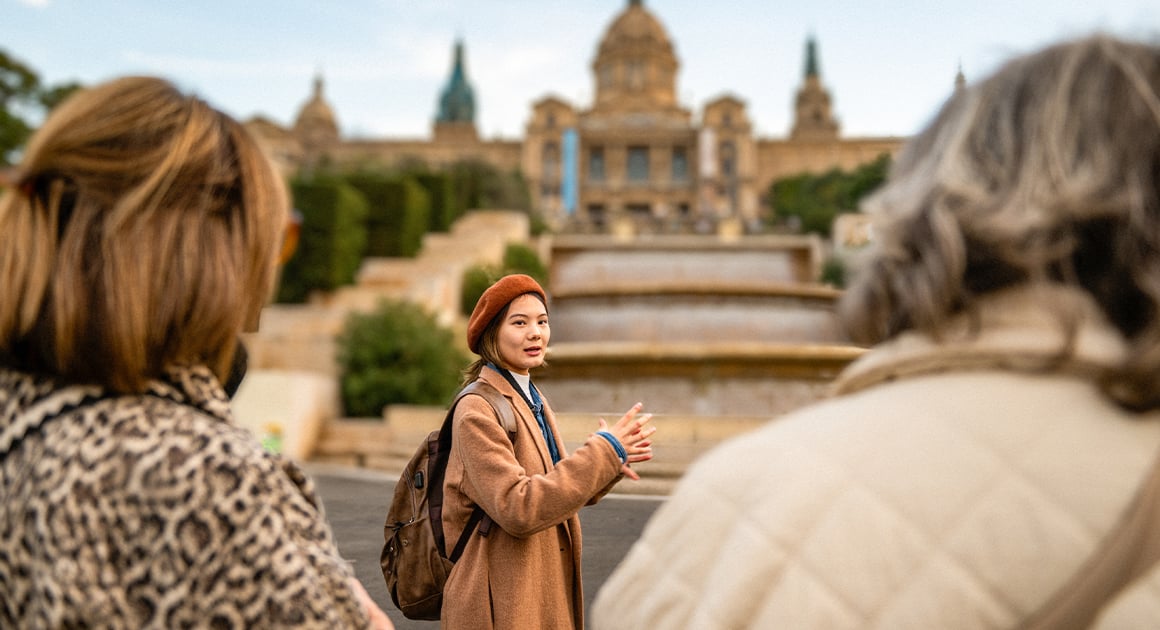 people having a guided tour of Barcelona, Spain