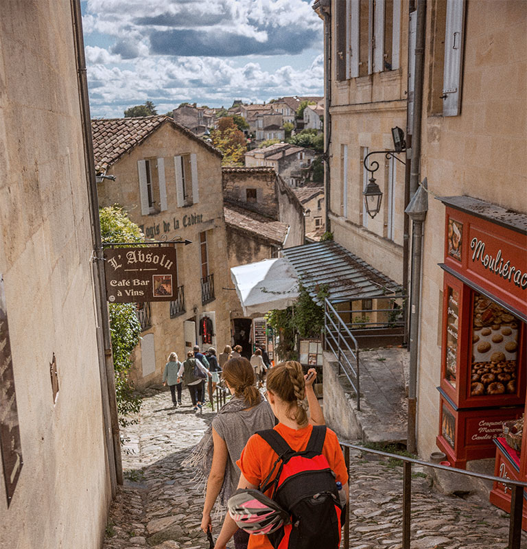 group of people near saint emilion near bordeaux