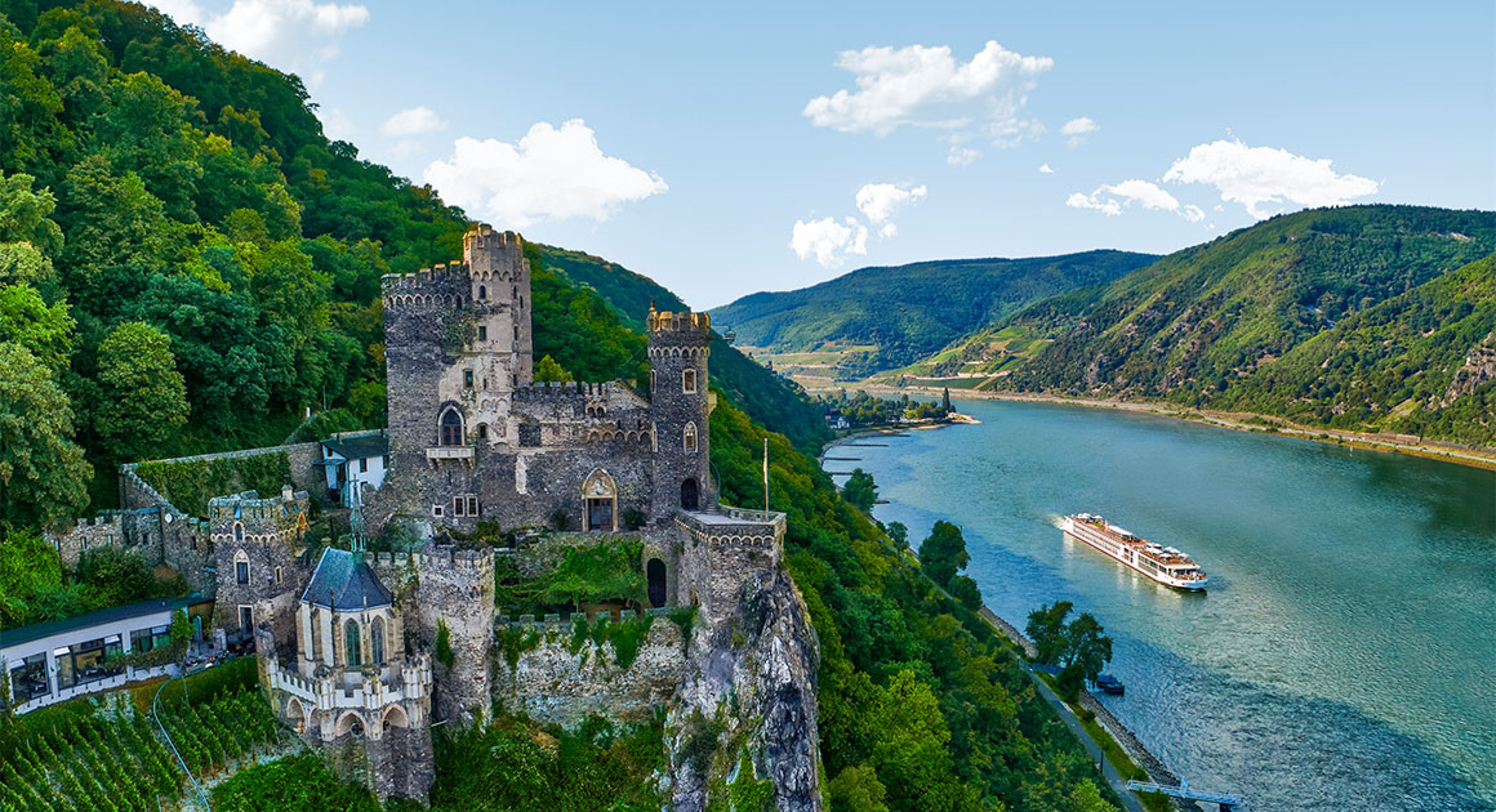 rheinstein and river cruise ship