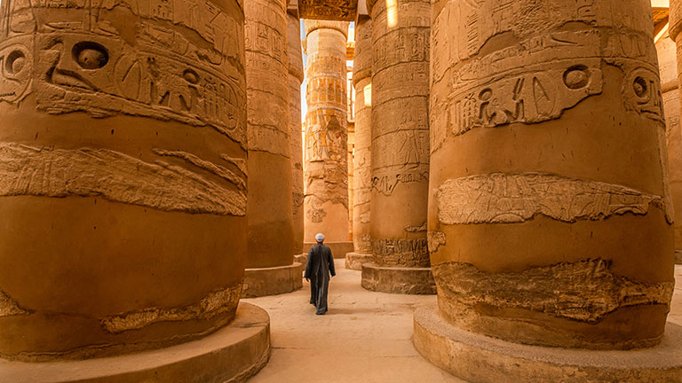 Osiris Ship Sailing Past Village Nile River