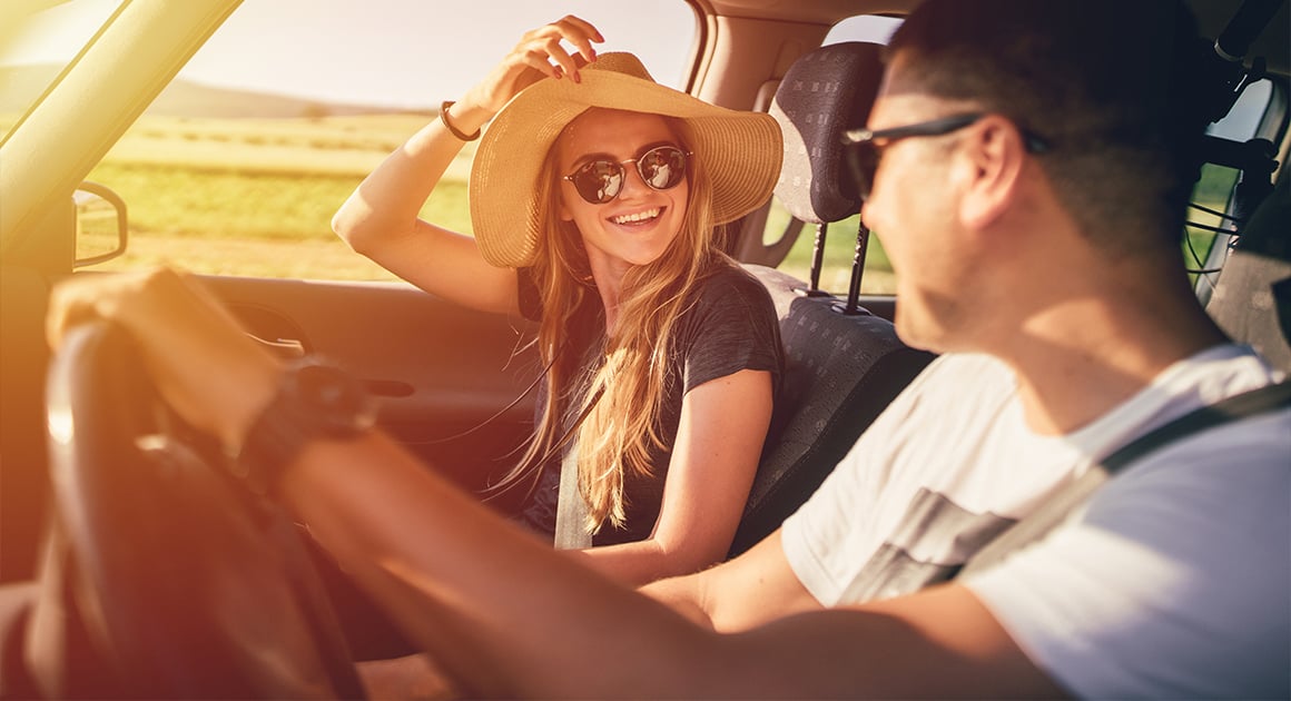 man and woman in car