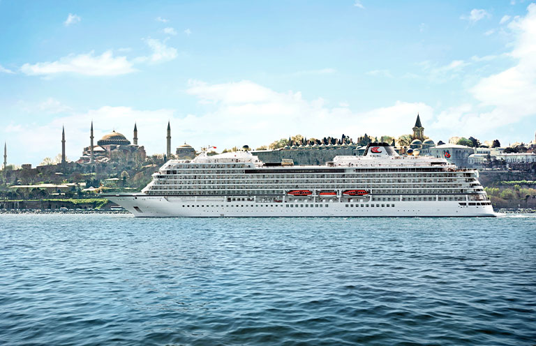 Istanbul port with Viking cruise ship in water