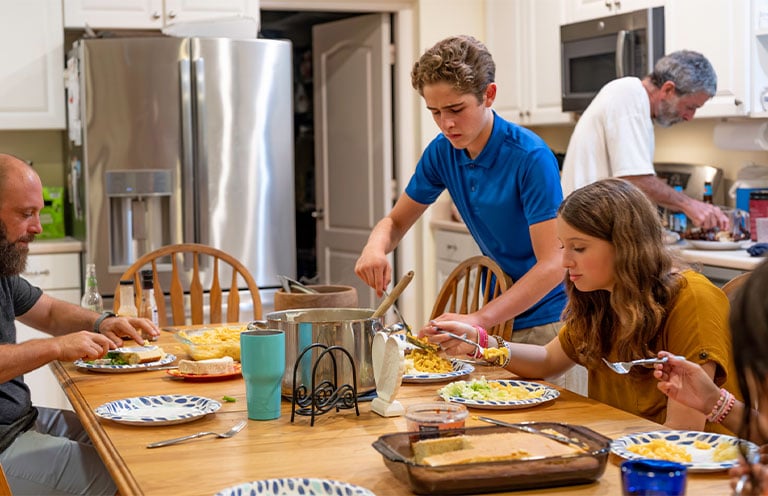 family eating food