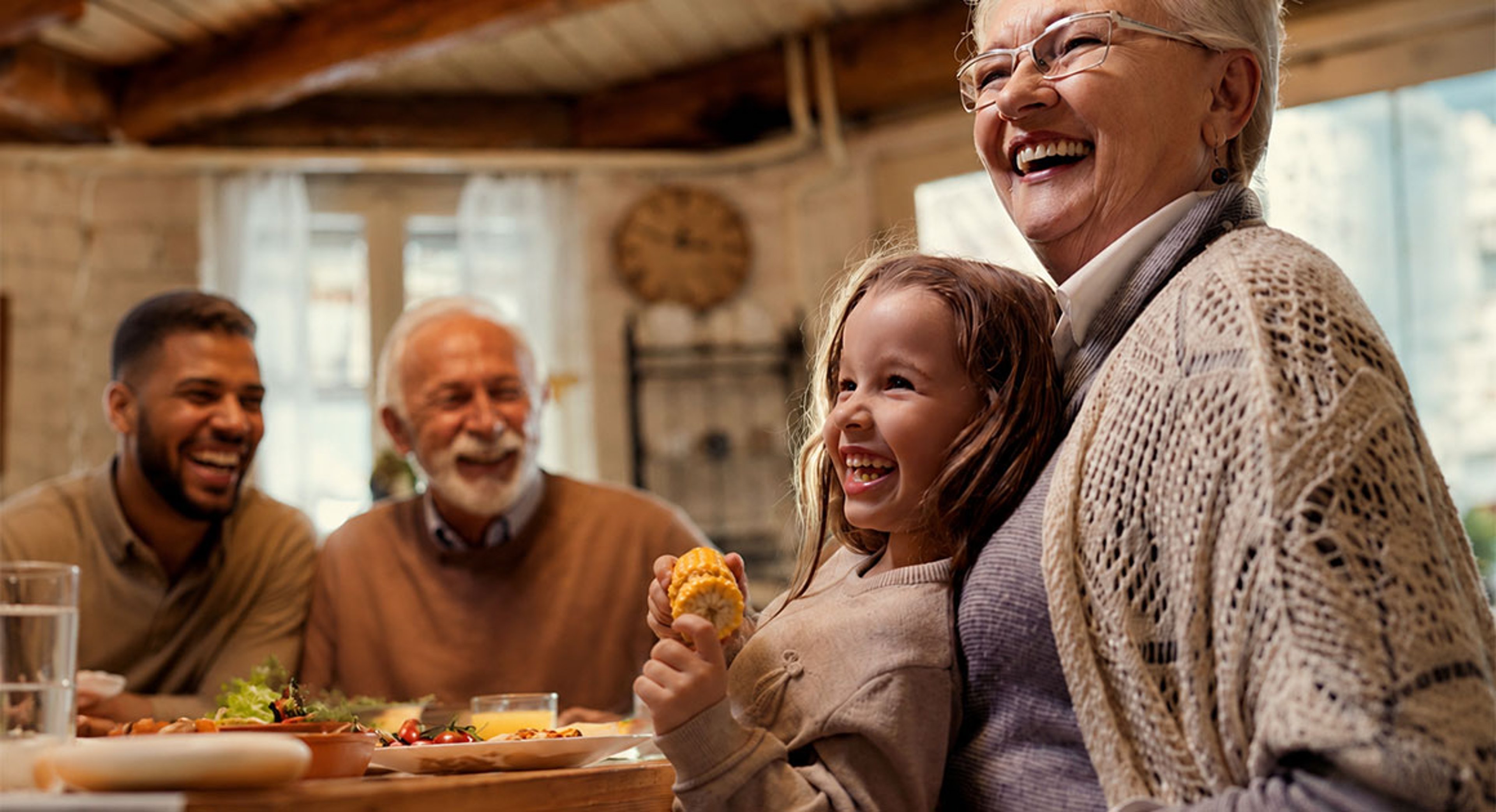 family eating at table
