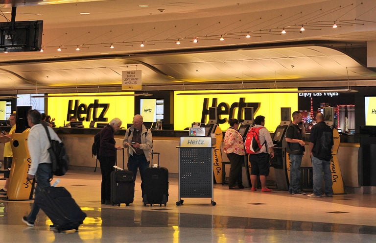 Hertz car rental company at airport