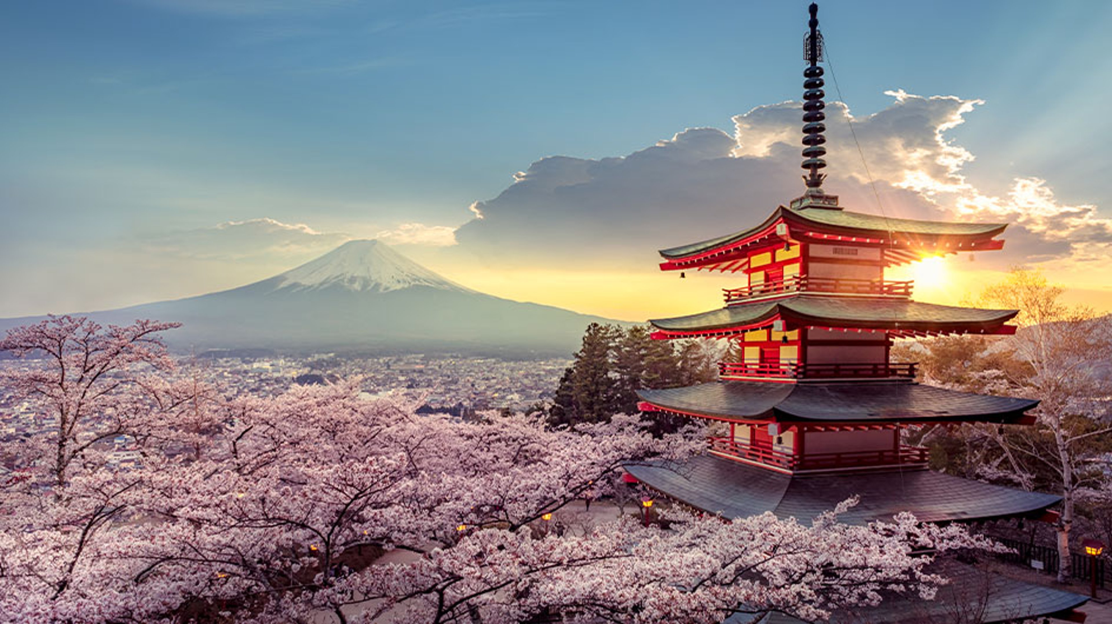 Fujiyoshida, Japan-mountain Fuji and Chureito pagoda