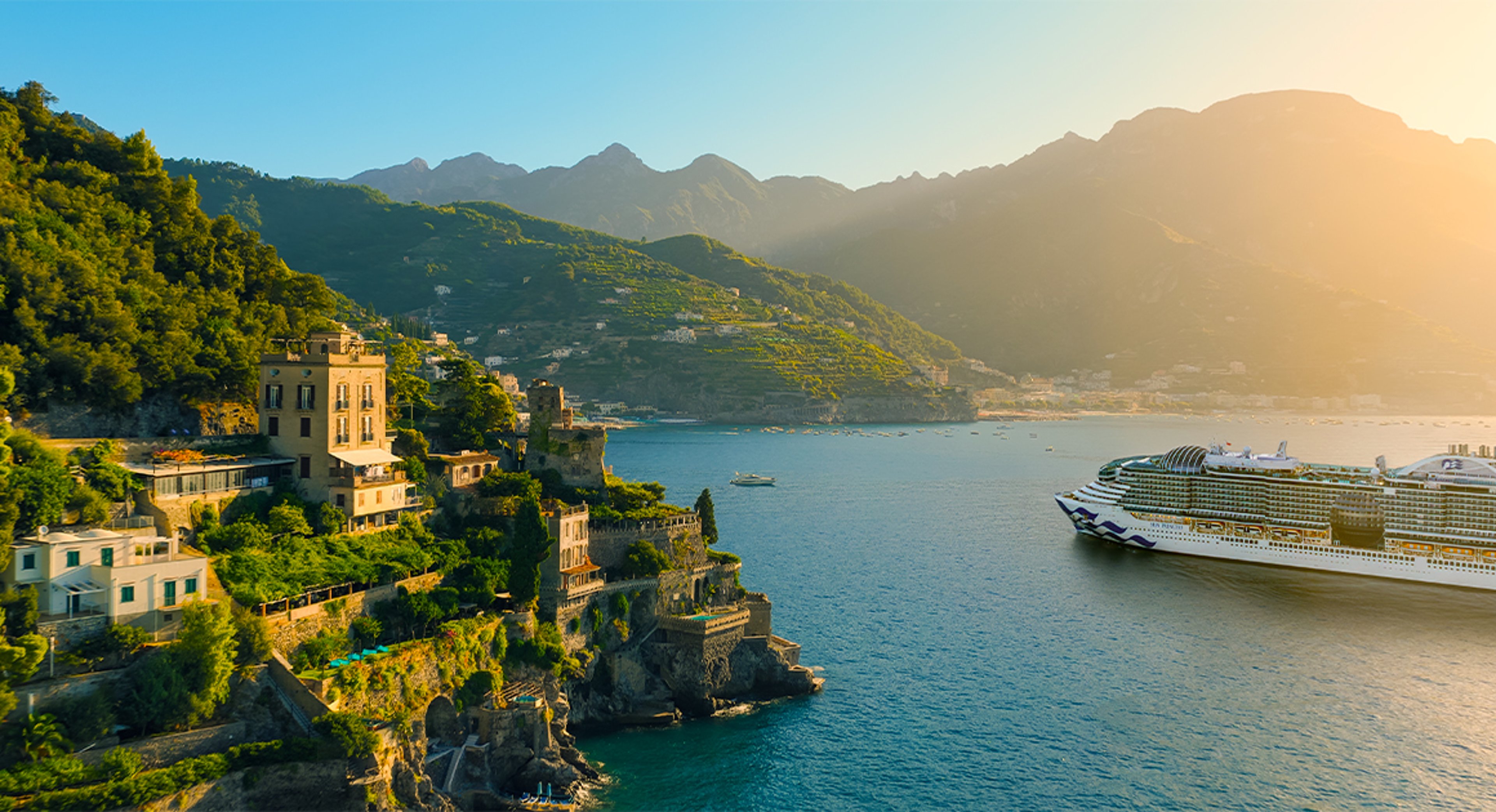 Princess Cruise ship approaching Amalfi Coast italy