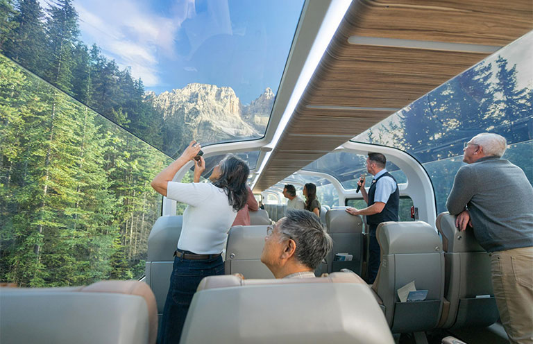 outdoor platform on Rocky Mountaineer train