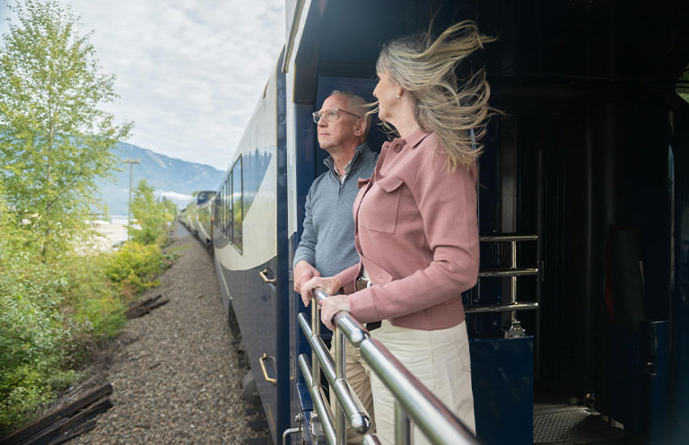 outdoor platform on Rocky Mountaineer train