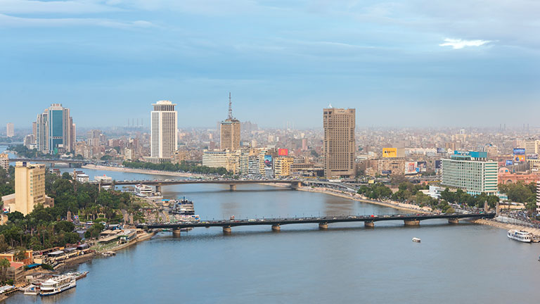  Cairo Skyline along Nile River; photo by Nirian