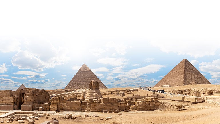 Giza Pyramids and the Sphinx, beautiful Egyptian panorama By AlexAnton