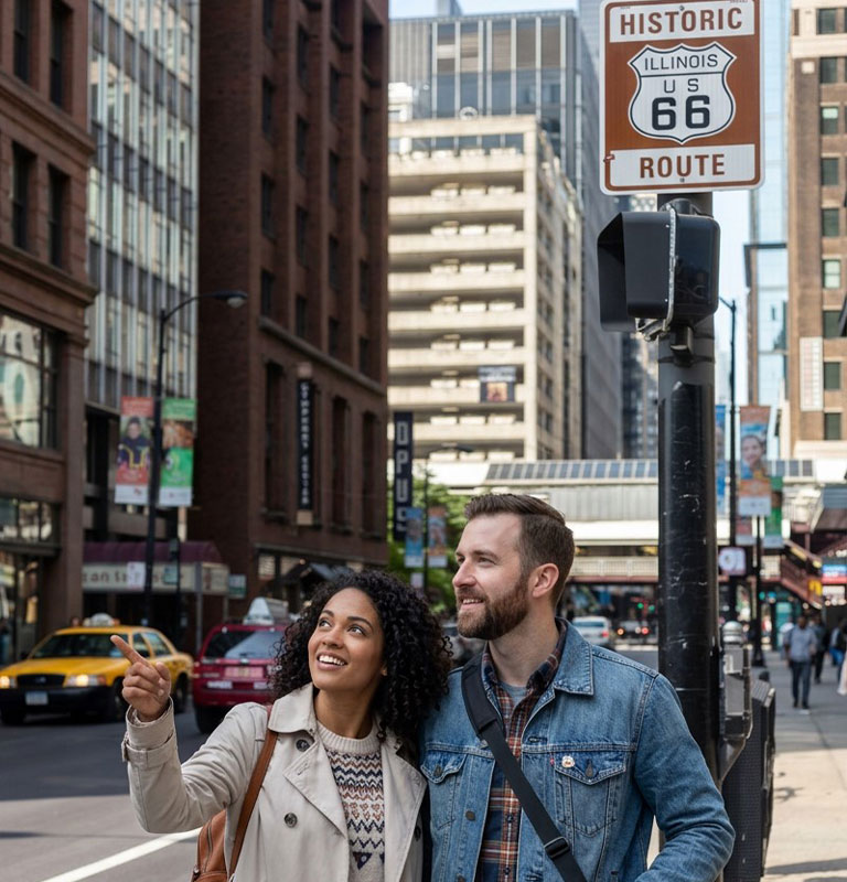 millenial couple exploring Chicago