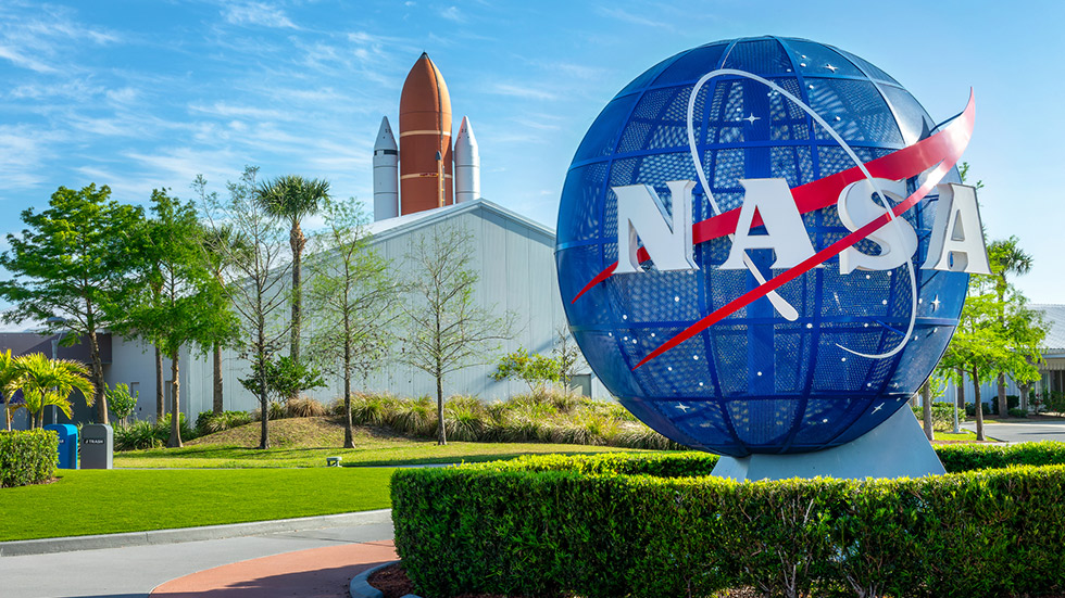 Globe with NAZA on it at Kennedy Space Center