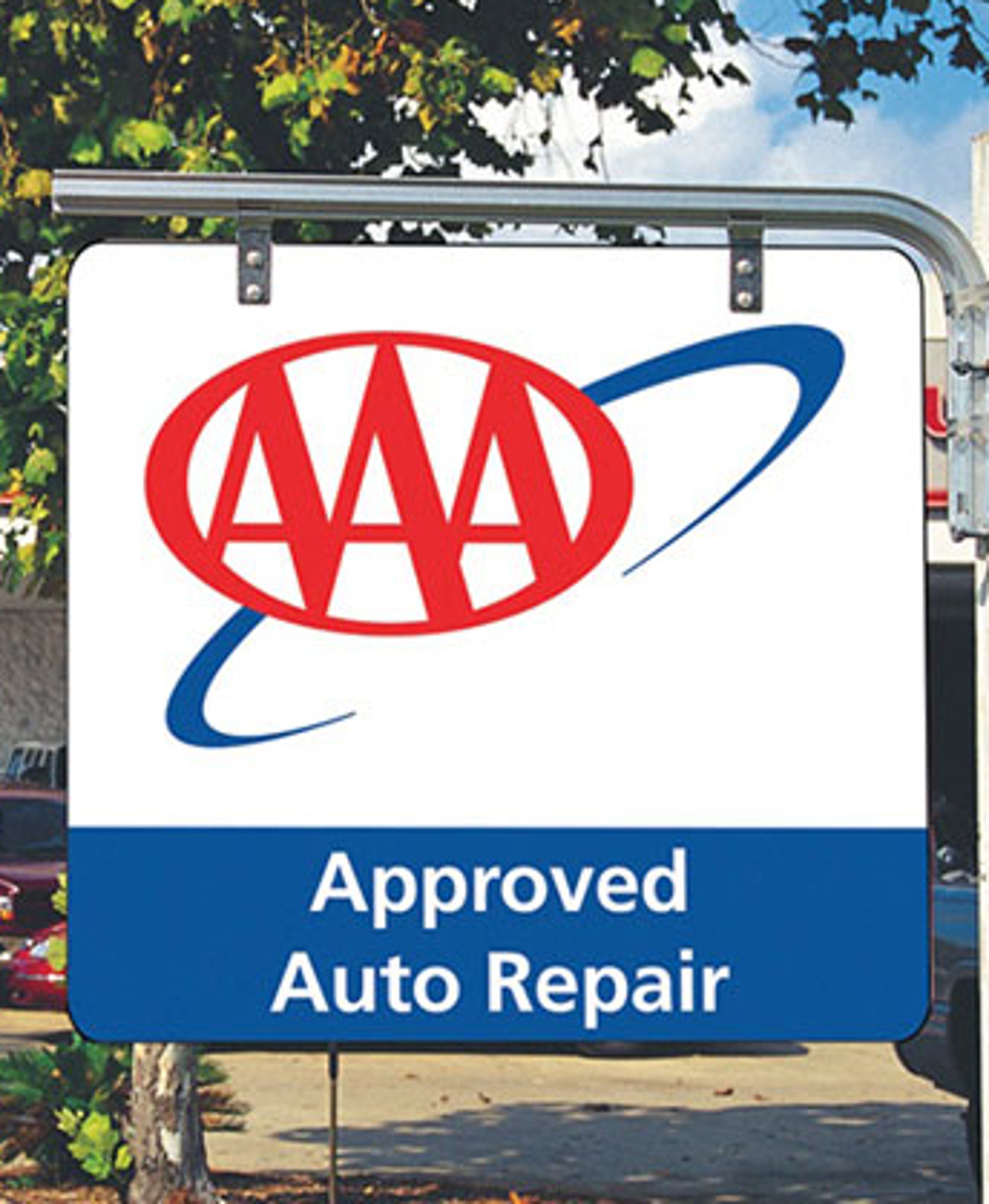 AAA approved auto repair sign in front of shop
