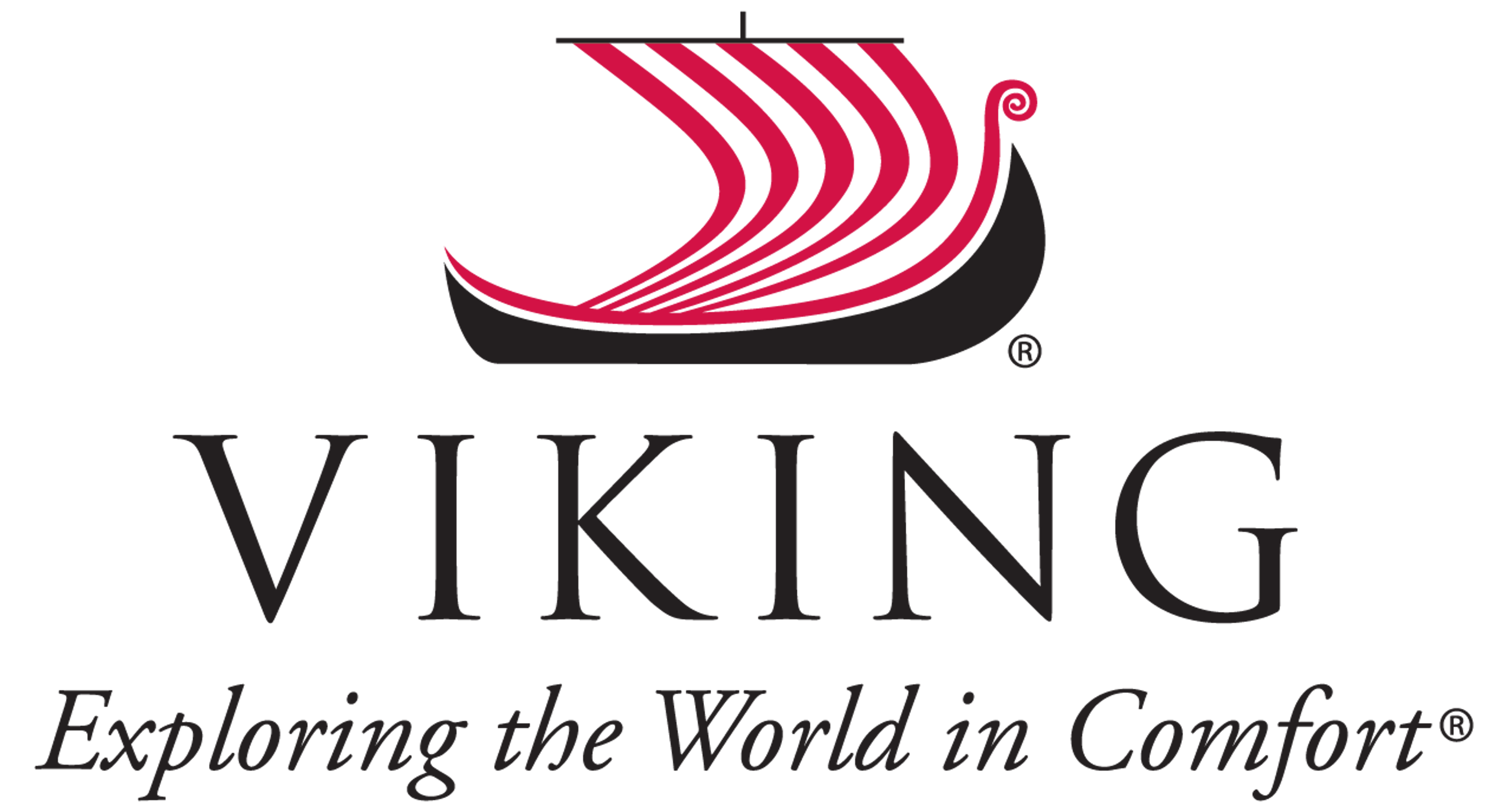 Viking logo with exploring the world in comfort tagline