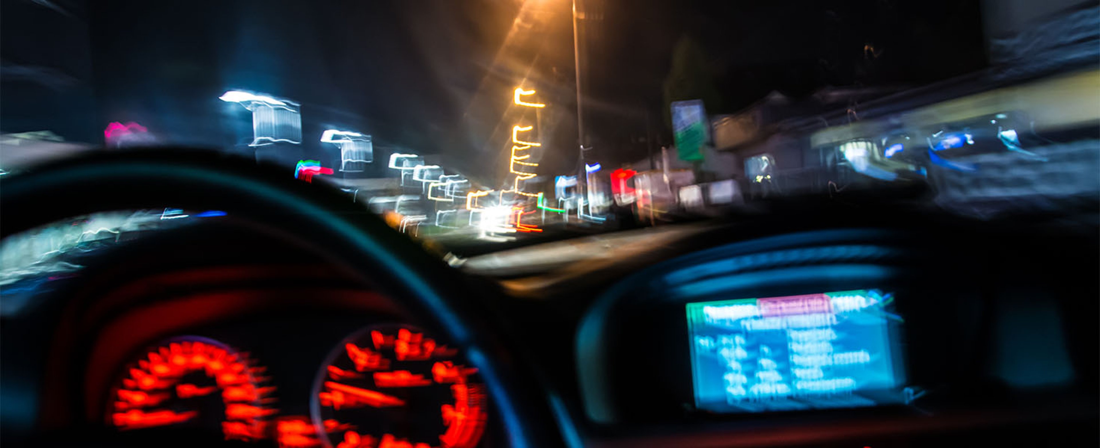 Blurred view of driving a car under the influence