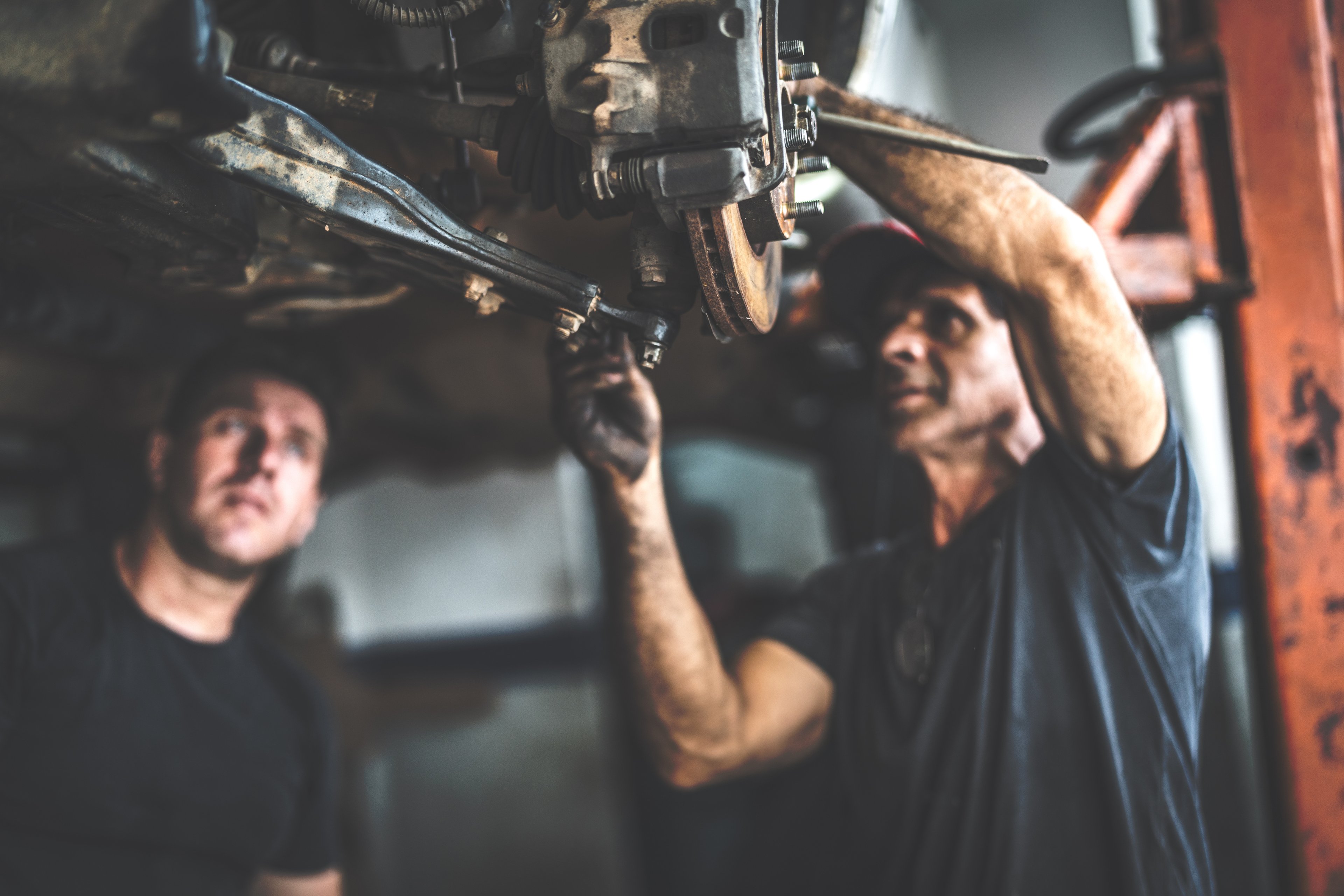 Mechanic working on a car