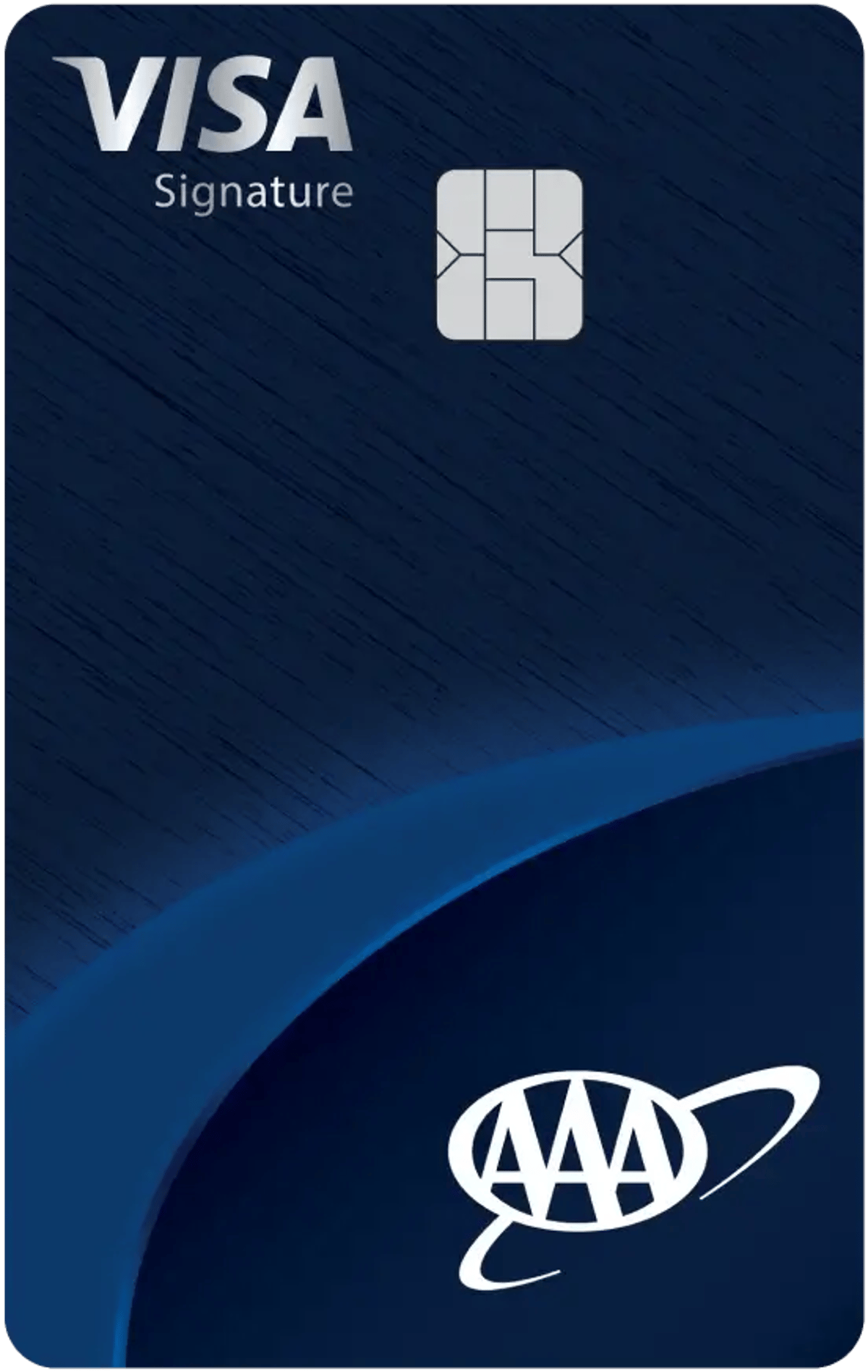 A vertical design of the AAA Daily Advantage Visa Signature® Credit Card.