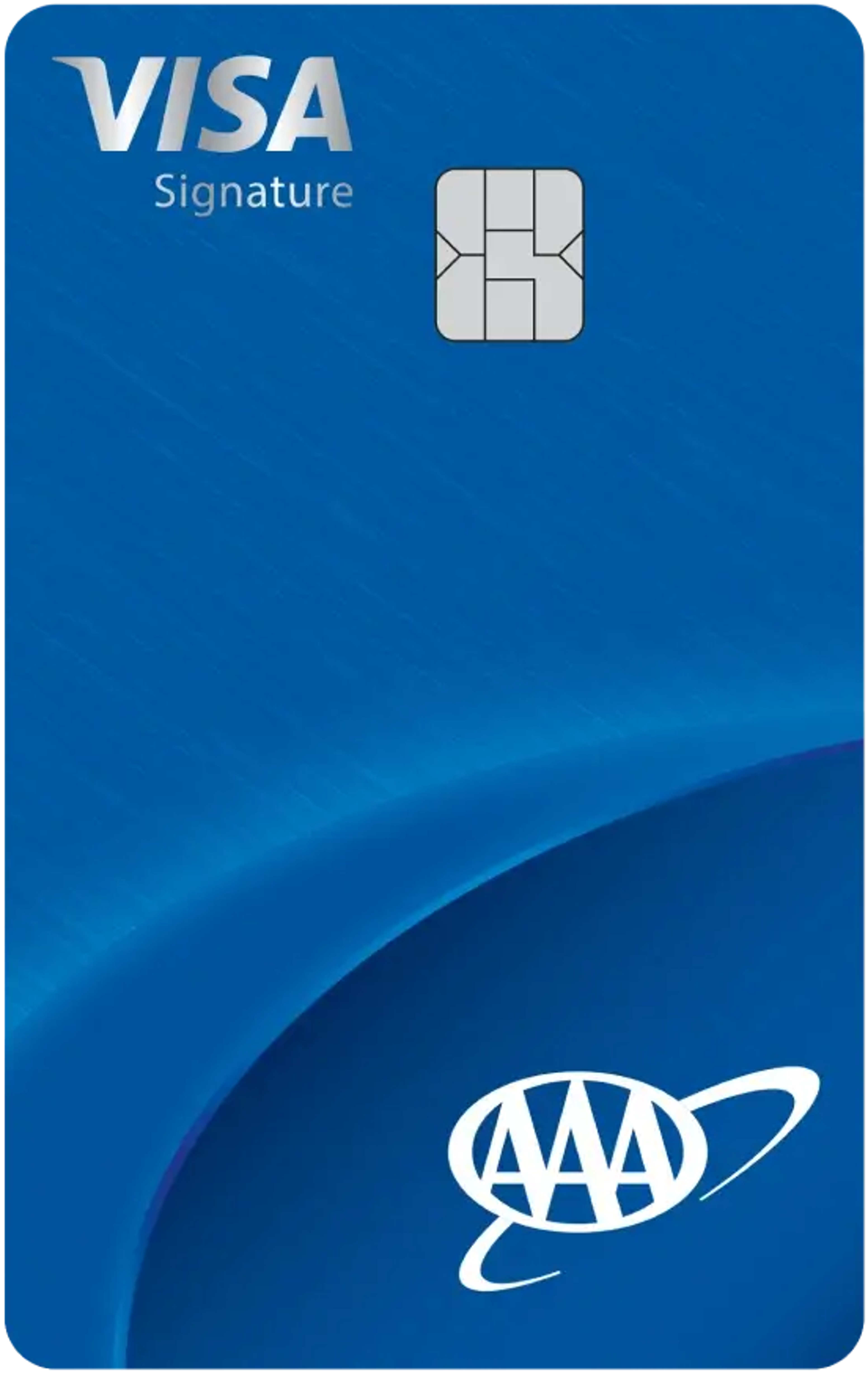 A vertical design of the AAA Travel Advantage Visa Signature® Credit Card.