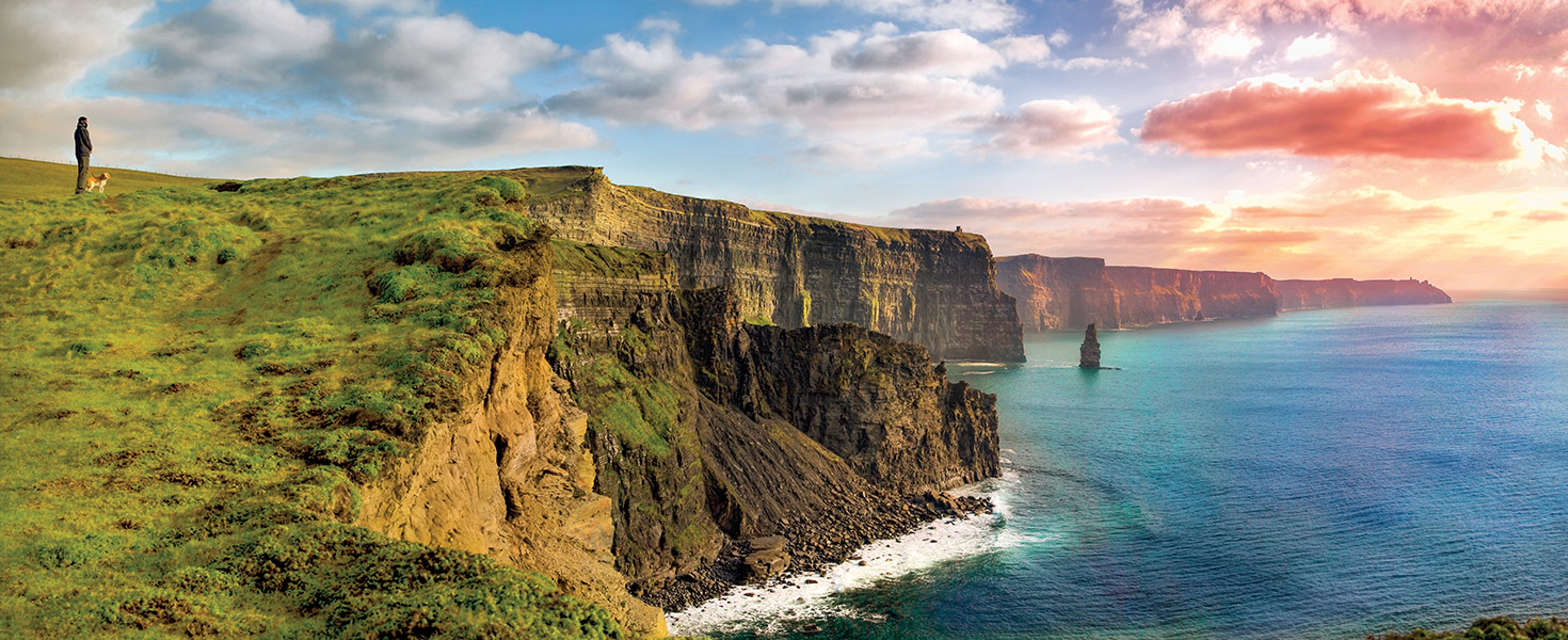 The image features the breathtaking Cliffs of Moher, located in County Clare, Ireland