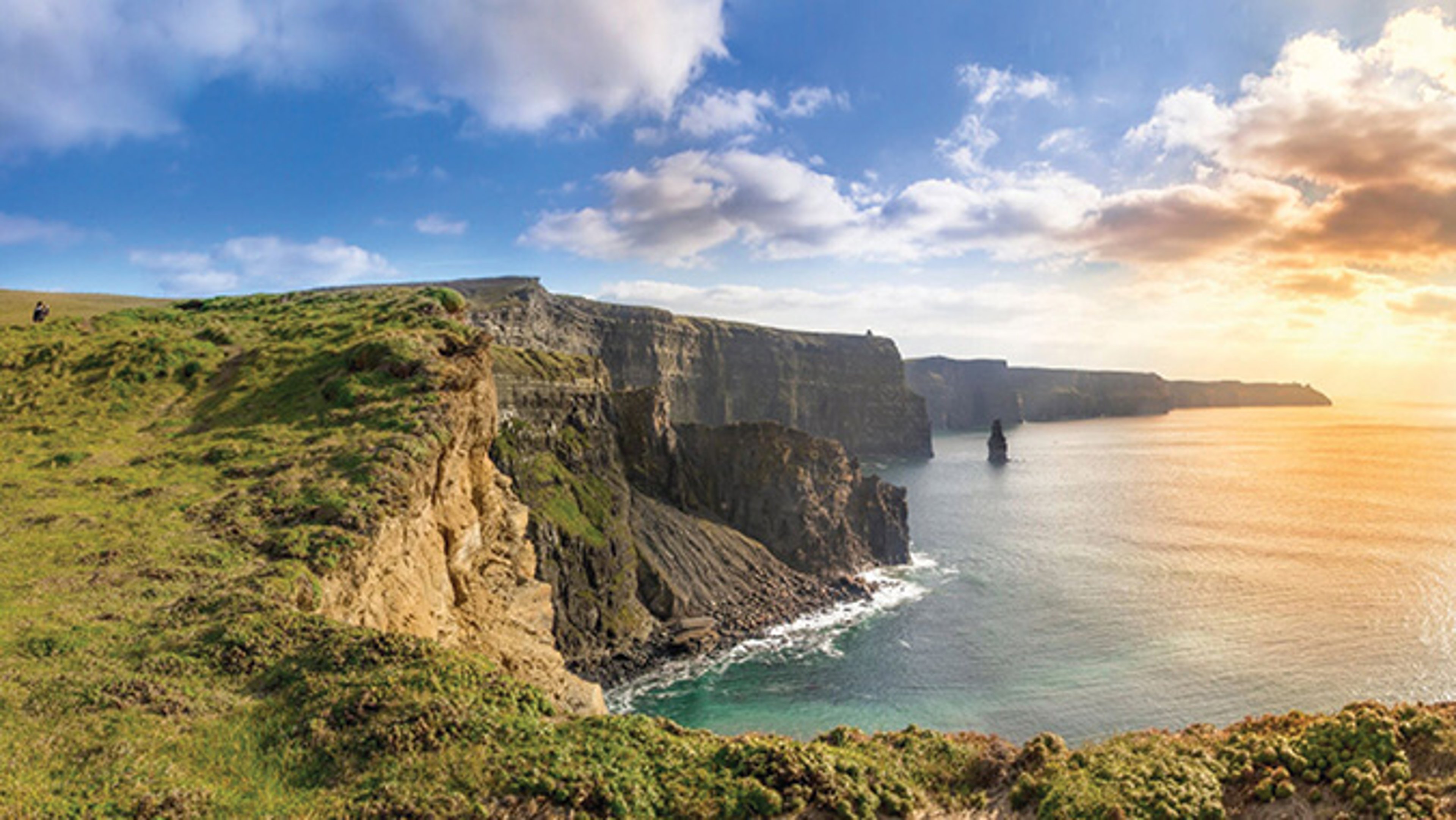 Sunset over Cliffs of Moher in County Clare, Ireland