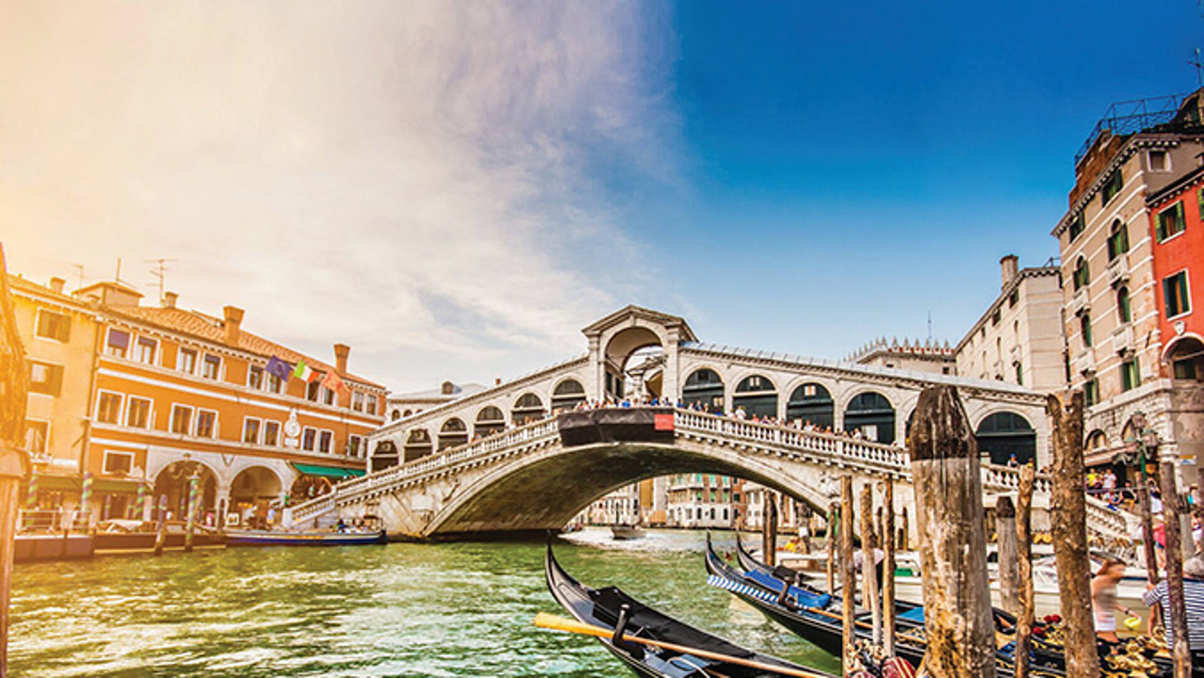 Sunny day on the Grand Canal in Venice, Italy