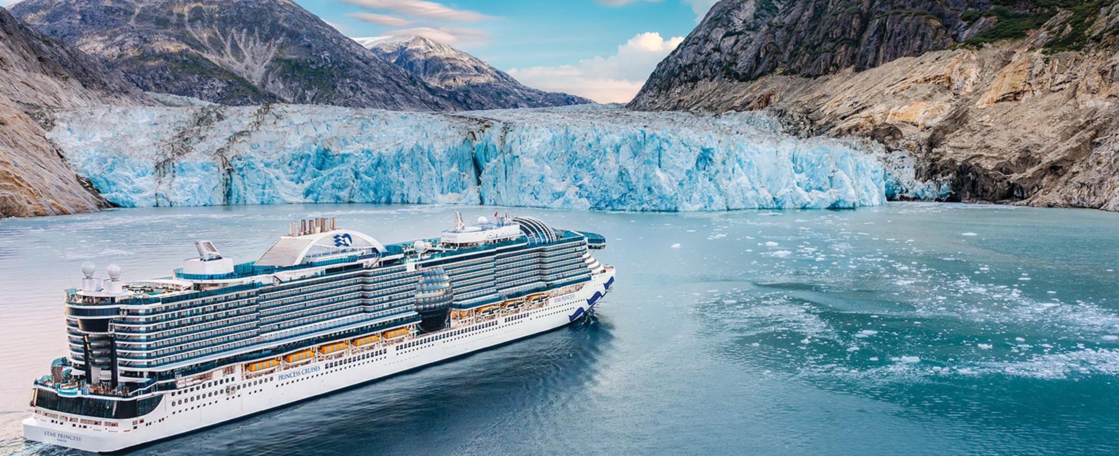 Star Princess cruising near Dawes Glacier in Alaska