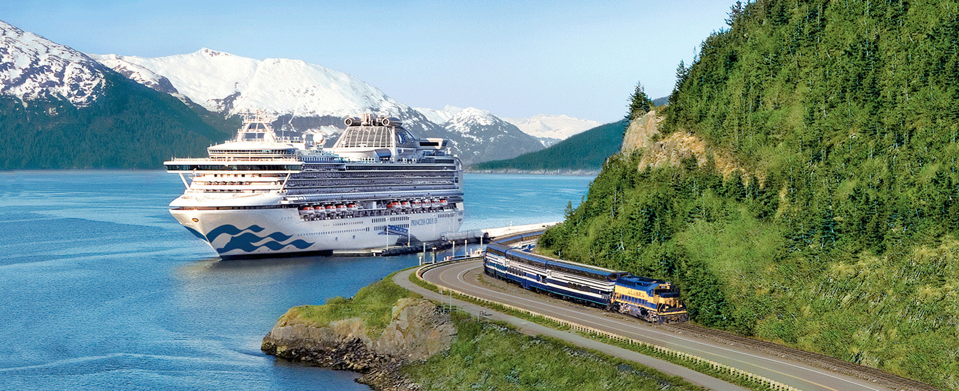 Princess ship and train in Alaska