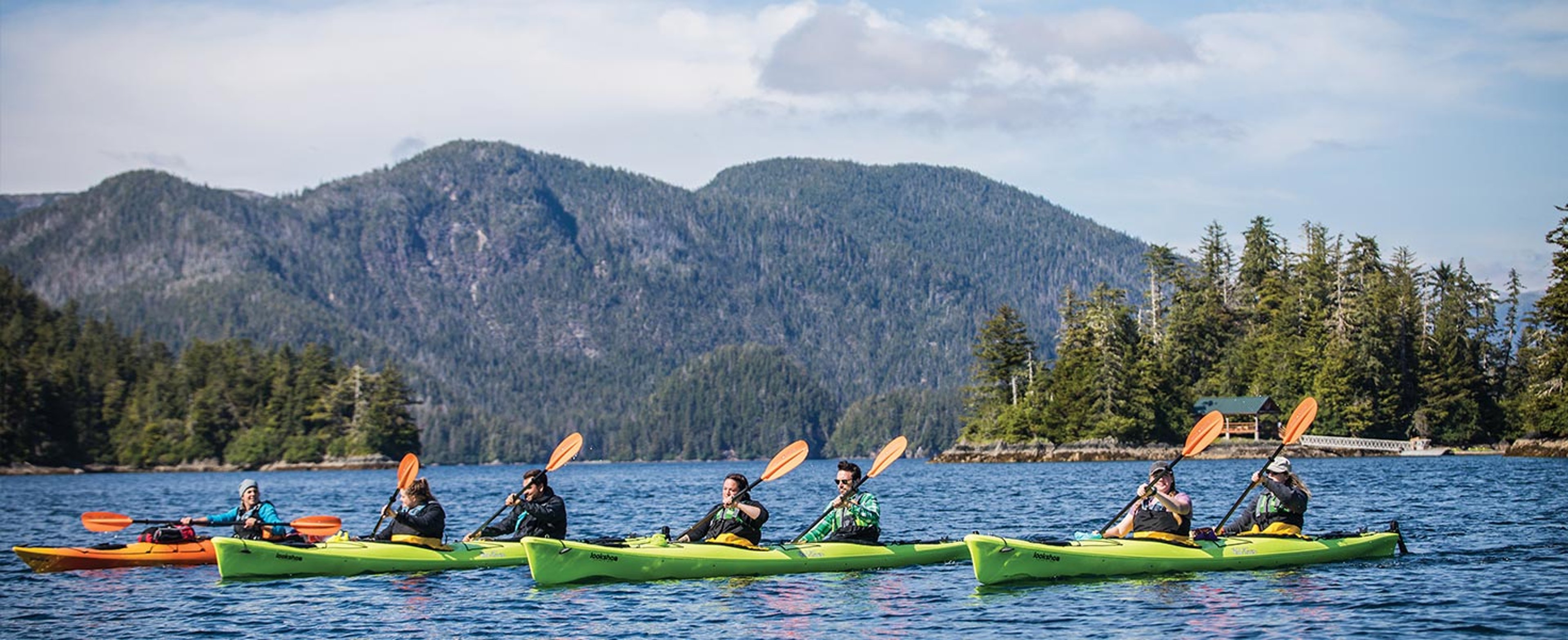 Group kayaking in Alaska