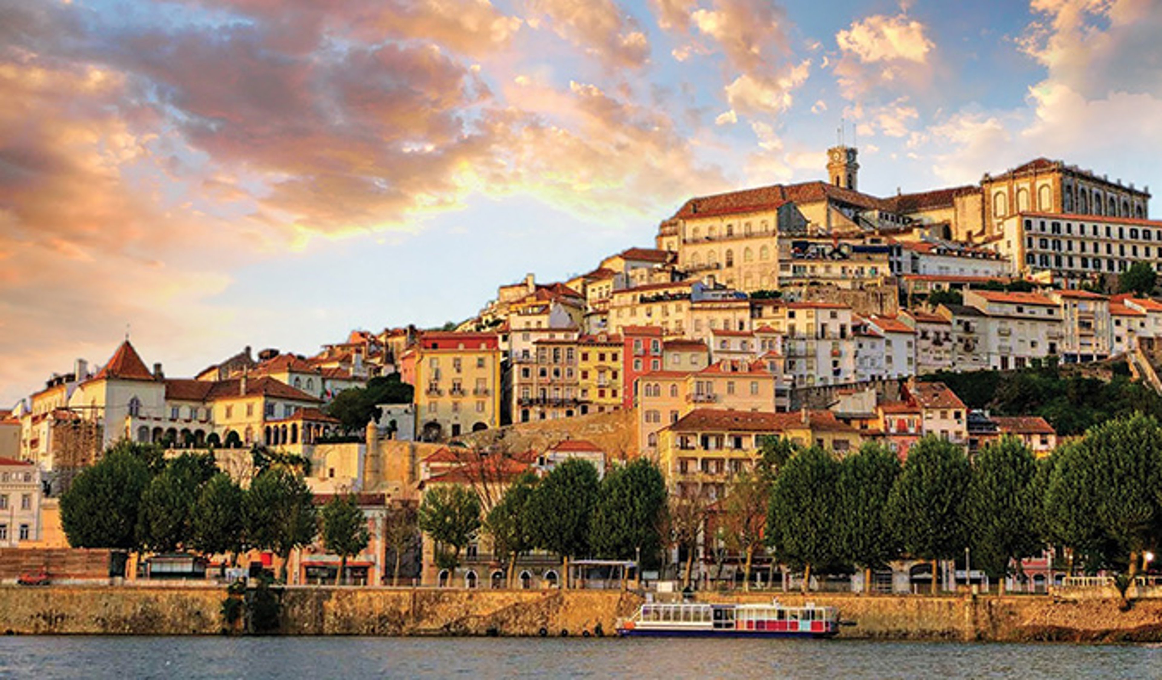 Coimbra skyline view with beautiful clouds in sky